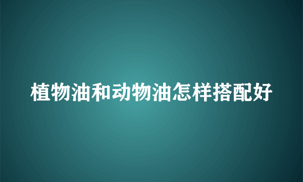 植物油和动物油怎样搭配好