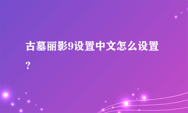 古墓丽影9设置中文怎么设置？