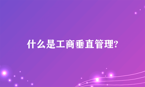 什么是工商垂直管理?