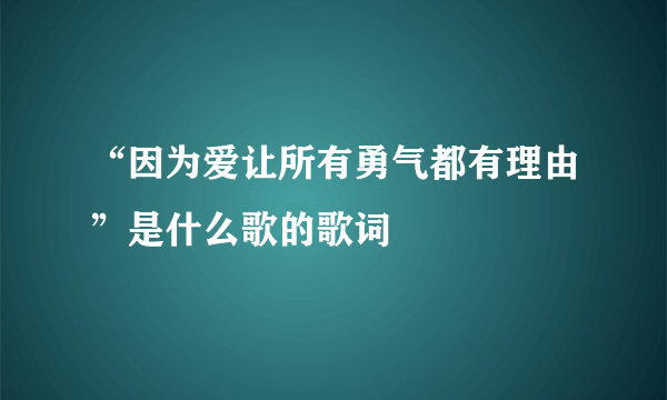 “因为爱让所有勇气都有理由”是什么歌的歌词