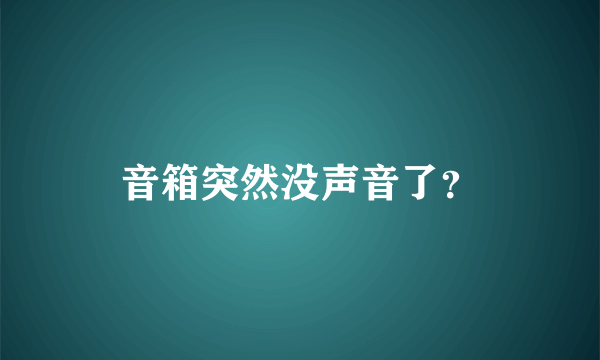 音箱突然没声音了？