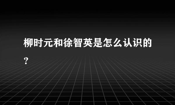 柳时元和徐智英是怎么认识的？