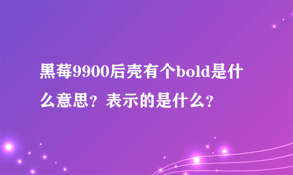 黑莓9900后壳有个bold是什么意思？表示的是什么？