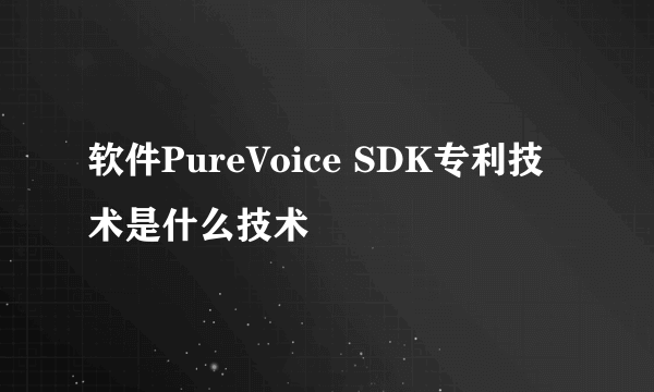 软件PureVoice SDK专利技术是什么技术