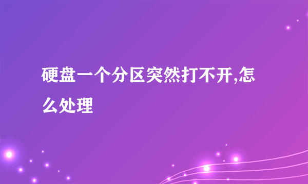 硬盘一个分区突然打不开,怎么处理