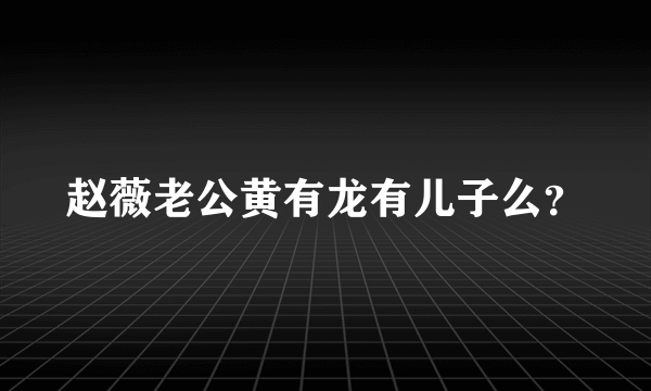 赵薇老公黄有龙有儿子么？