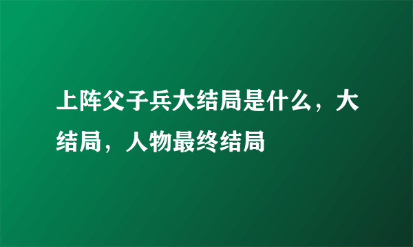 上阵父子兵大结局是什么，大结局，人物最终结局