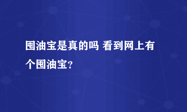 囤油宝是真的吗 看到网上有个囤油宝？