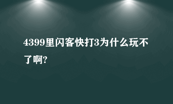 4399里闪客快打3为什么玩不了啊?