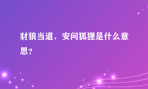 豺狼当道，安问狐狸是什么意思？