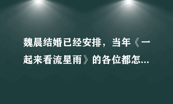 魏晨结婚已经安排，当年《一起来看流星雨》的各位都怎么样了？