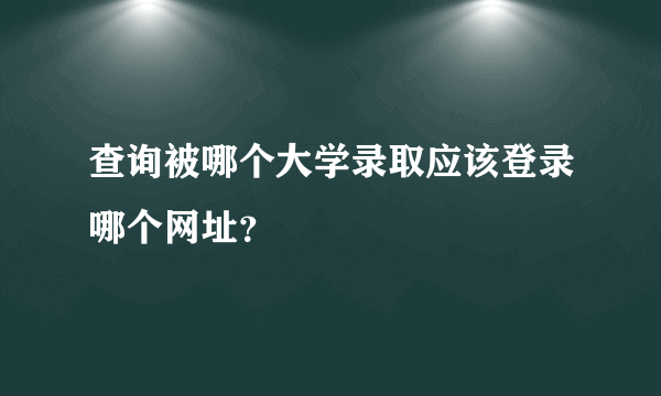 查询被哪个大学录取应该登录哪个网址？