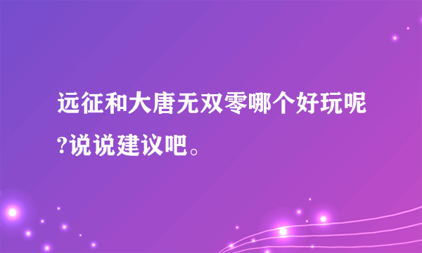 远征和大唐无双零哪个好玩呢?说说建议吧。