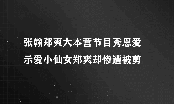 张翰郑爽大本营节目秀恩爱 示爱小仙女郑爽却惨遭被剪