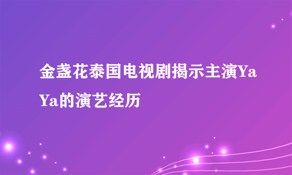 金盏花泰国电视剧揭示主演YaYa的演艺经历