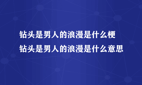 钻头是男人的浪漫是什么梗 钻头是男人的浪漫是什么意思