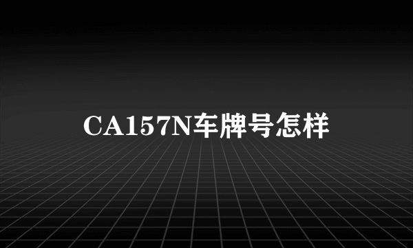 CA157N车牌号怎样