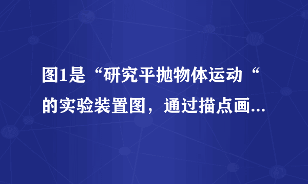 图1是“研究平抛物体运动“的实验装置图，通过描点画出平抛小球的运动轨迹． （1）以下是实验过程中的一些做法，其中合理的有___ a．安装斜槽轨道，使其末端保持水平 b．每次小球释放的初始位置可以任意选择 c．每次小球应从同一高度由静止释放 d．为描出小球的运动轨迹，描绘的点可以用拆线连接 （2）实验得到平抛小球的运动轨迹，在轨迹上取一些点，以平抛起点O为坐标原点，测量它们的水平坐标x和竖直坐标y，图2中y-x 2 图象能说明平抛小球运动轨迹为抛物线的是___．