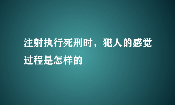 注射执行死刑时，犯人的感觉过程是怎样的