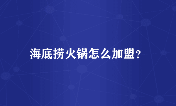 海底捞火锅怎么加盟？