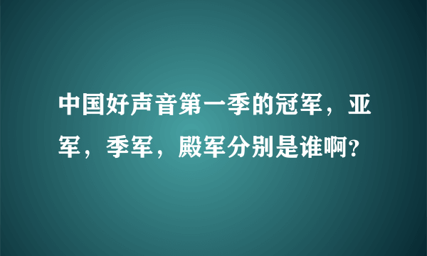 中国好声音第一季的冠军，亚军，季军，殿军分别是谁啊？