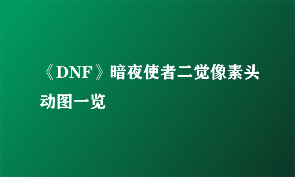 《DNF》暗夜使者二觉像素头动图一览