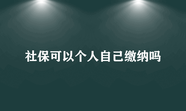 社保可以个人自己缴纳吗