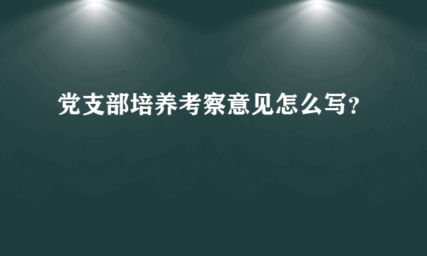 党支部培养考察意见怎么写？