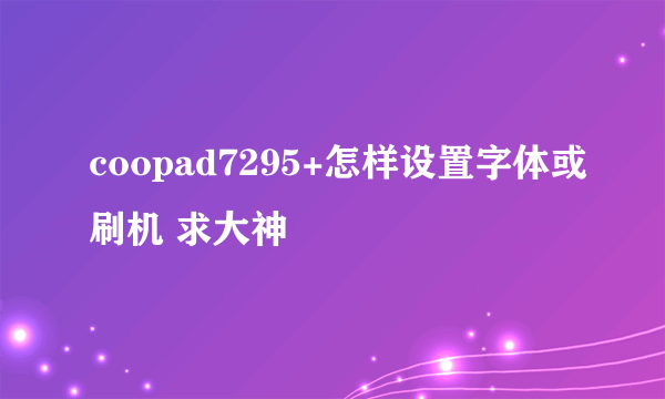 coopad7295+怎样设置字体或刷机 求大神