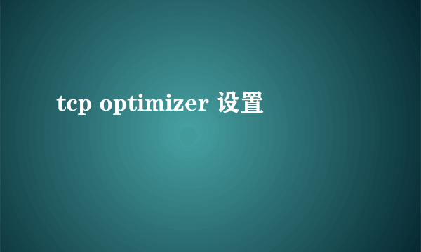 tcp optimizer 设置