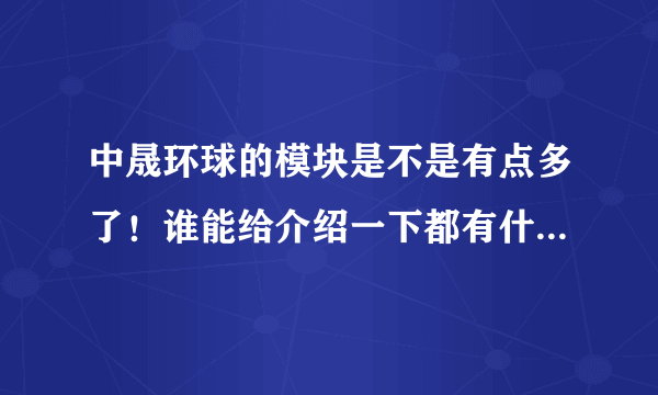 中晟环球的模块是不是有点多了！谁能给介绍一下都有什么模式？