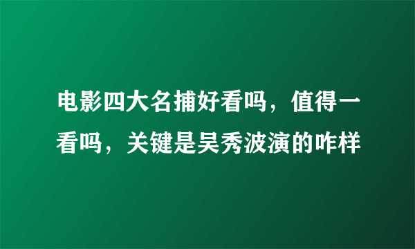 电影四大名捕好看吗，值得一看吗，关键是吴秀波演的咋样