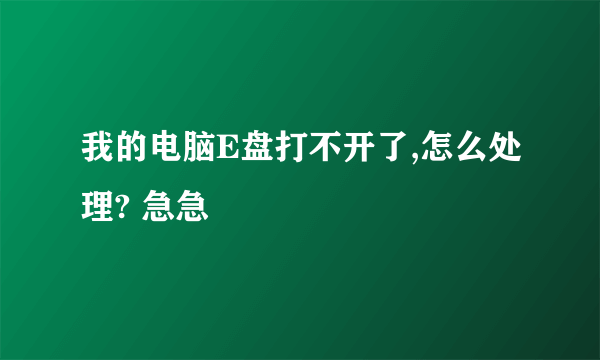 我的电脑E盘打不开了,怎么处理? 急急