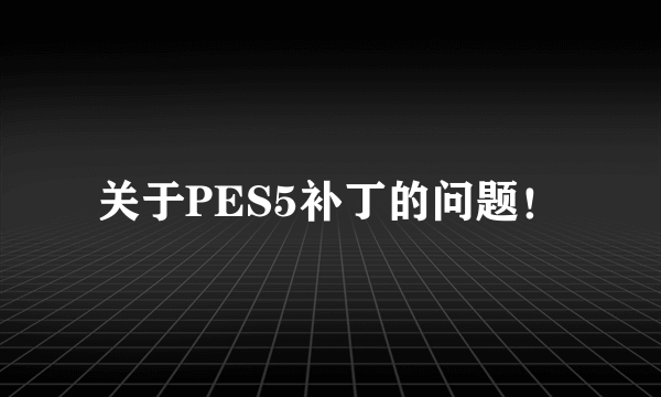 关于PES5补丁的问题！