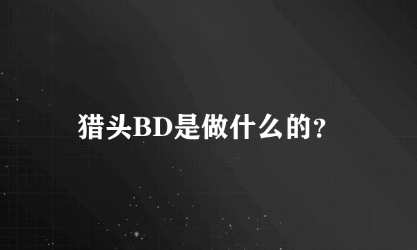 猎头BD是做什么的？