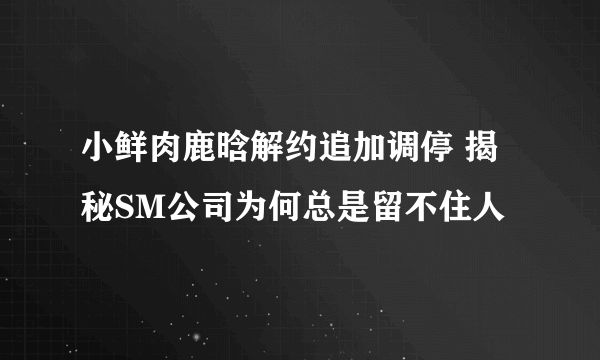 小鲜肉鹿晗解约追加调停 揭秘SM公司为何总是留不住人