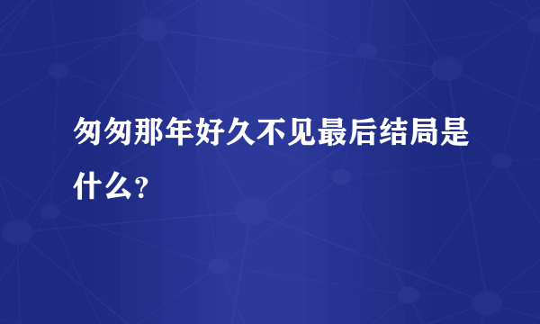 匆匆那年好久不见最后结局是什么？