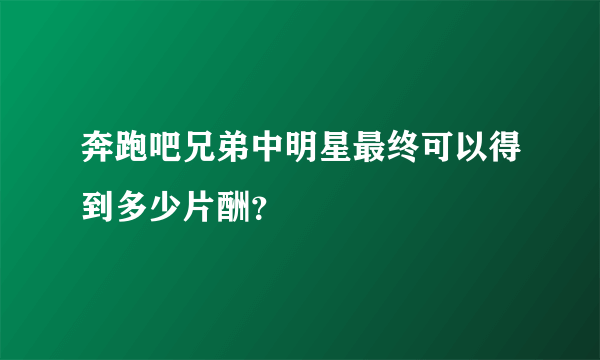 奔跑吧兄弟中明星最终可以得到多少片酬？