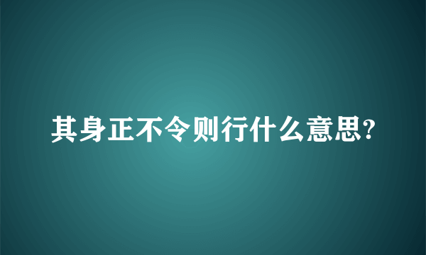 其身正不令则行什么意思?