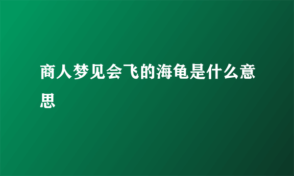 商人梦见会飞的海龟是什么意思