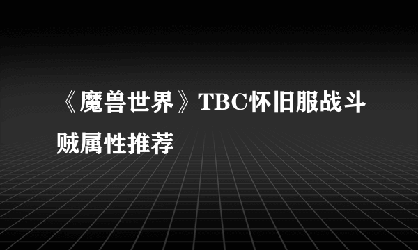 《魔兽世界》TBC怀旧服战斗贼属性推荐