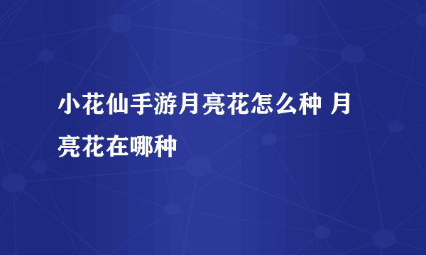 小花仙手游月亮花怎么种 月亮花在哪种