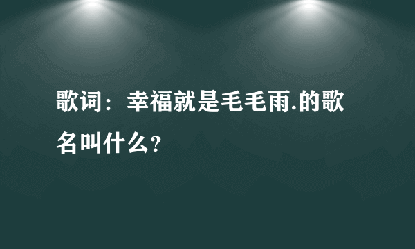 歌词：幸福就是毛毛雨.的歌名叫什么？