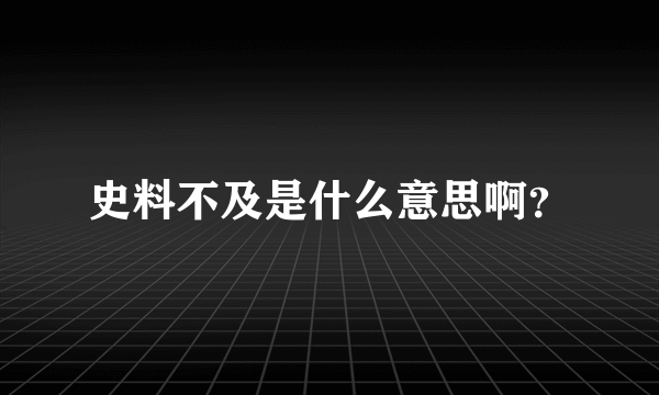 史料不及是什么意思啊？