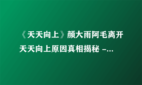 《天天向上》颜大雨阿毛离开天天向上原因真相揭秘 - 飞外网