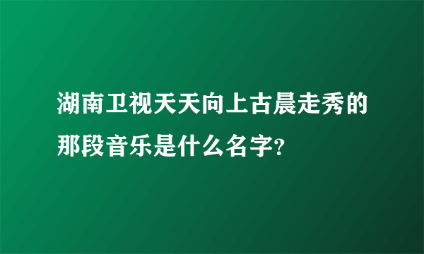 湖南卫视天天向上古晨走秀的那段音乐是什么名字？