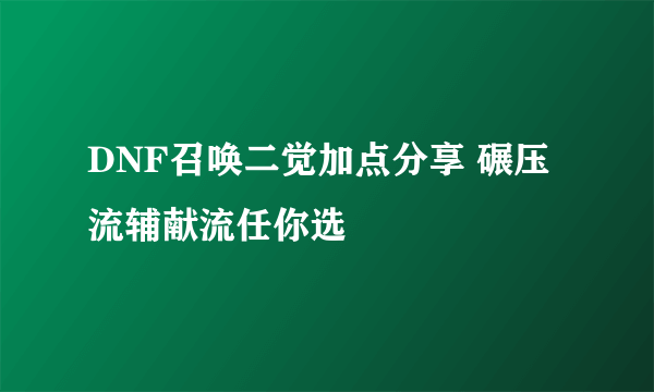 DNF召唤二觉加点分享 碾压流辅献流任你选