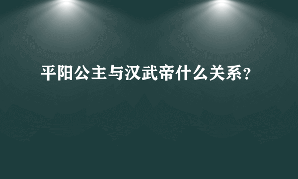 平阳公主与汉武帝什么关系？