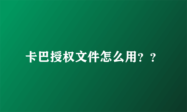 卡巴授权文件怎么用？？