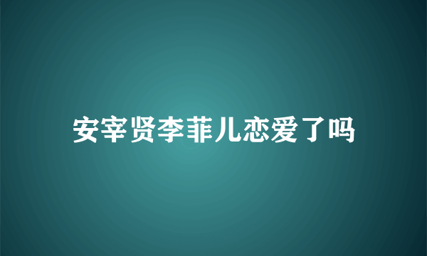 安宰贤李菲儿恋爱了吗